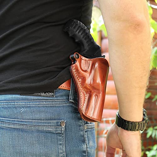 Premium Leather Paddle Holster for Python .357 Magnum 4.25" - Open Top, Adjustable Tension, Right-Hand Carry