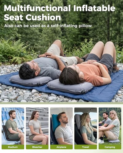 Inflatable Seat Cushion 1 Pack Black Portable Stadium & Travel Support