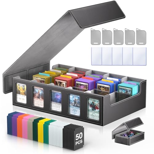 Trading Card Storage Box 5 Rows 3900+ Capacity with Magnetic Lid - Black