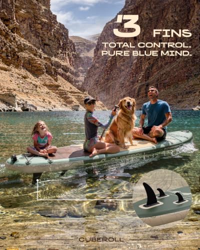 Cuberoll 11'6" Extra Wide Inflatable Stand Up Paddle Board with Avocado Green Design, 450lb Capacity, Stable Yoga & Fishing SUP