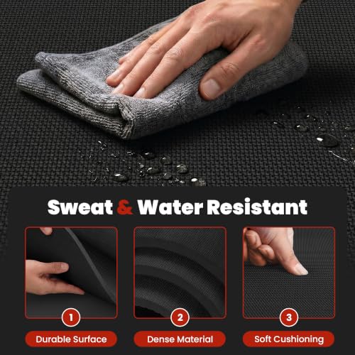 Large Exercise Mat - Black / 7x5 ft | 8mm PVC Workout & Yoga Mat