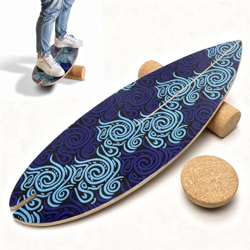 29-Inch Surf Balance Board for Kids & Adults with Cork Roller & Half Ball - 350lbs Capacity