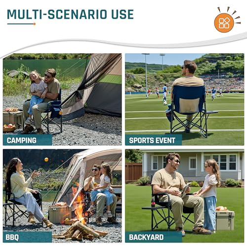 DMH Outdoors Camping Director's Chair with Side Table & Breeze Mesh Backrest - Blue 1 Pack