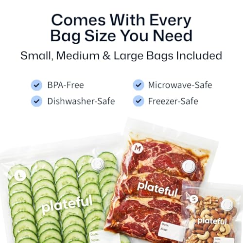 Plateful Handheld Vacuum Sealer with 30 Bags - Cordless Food Storage & Freshness Keeper