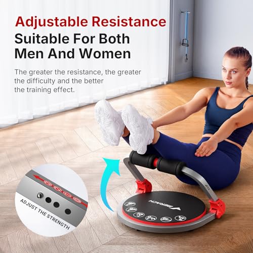MERACH Ab Machine Round Red Sit Up Exercise Equipment with Adjustable Resistance