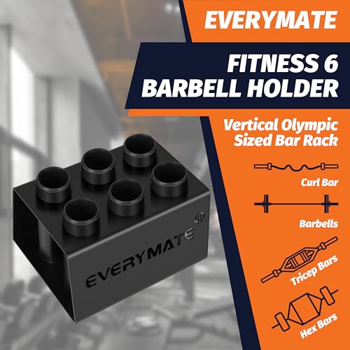 EVERYMATE 6-Barbell Vertical Storage Rack - Heavy-Duty Steel Floor Stand for Olympic & Specialty Bars