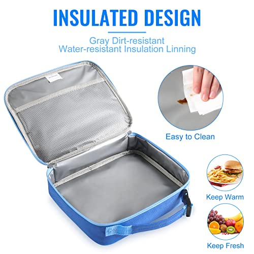 Kids Insulated Lunch Box Set - Blue & Black 2 Pack for School & Travel