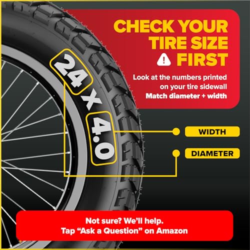 24 Inch x 4.0 Fat Tire Inner Tube - Compatible with Mountain & Gravel Bikes - 20x4.0, 26x4.0, 16x4.0/3.0 - Schrader Valve