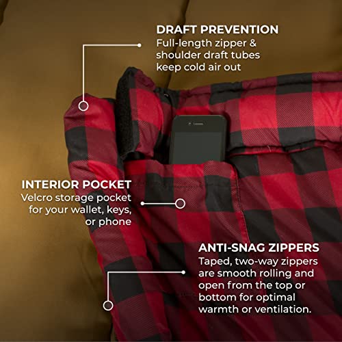 Brown TETON Sports Deer Hunter Cold Weather Sleeping Bag - Left Zipper
