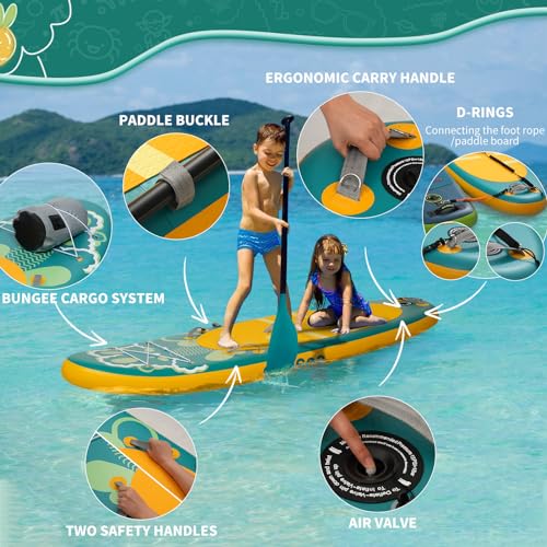 Kids Inflatable Stand Up Paddle Board with Accessories - Green Rabbit