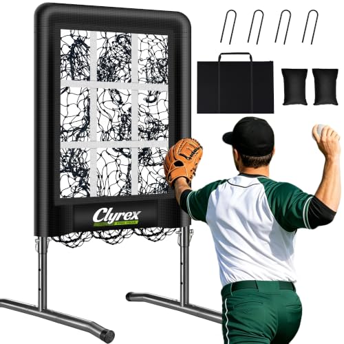 Black 9 Hole Baseball Softball Pitching Net with Strike Zone for Accuracy Training