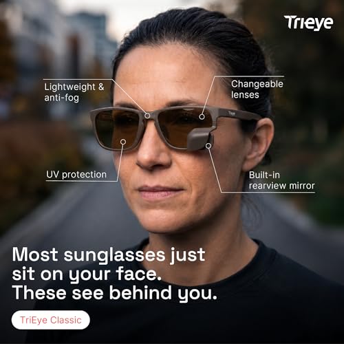 TriEye Cycling Glasses with Rear-View Mirror UV400 - High Contrast Smoke