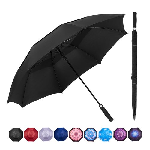 Goothdurs 62/68 Inches Golf Umbrella Automatic Open Windproof Waterproof Large Double Canopy Vented Rain Stick Umbrellas for Men Women