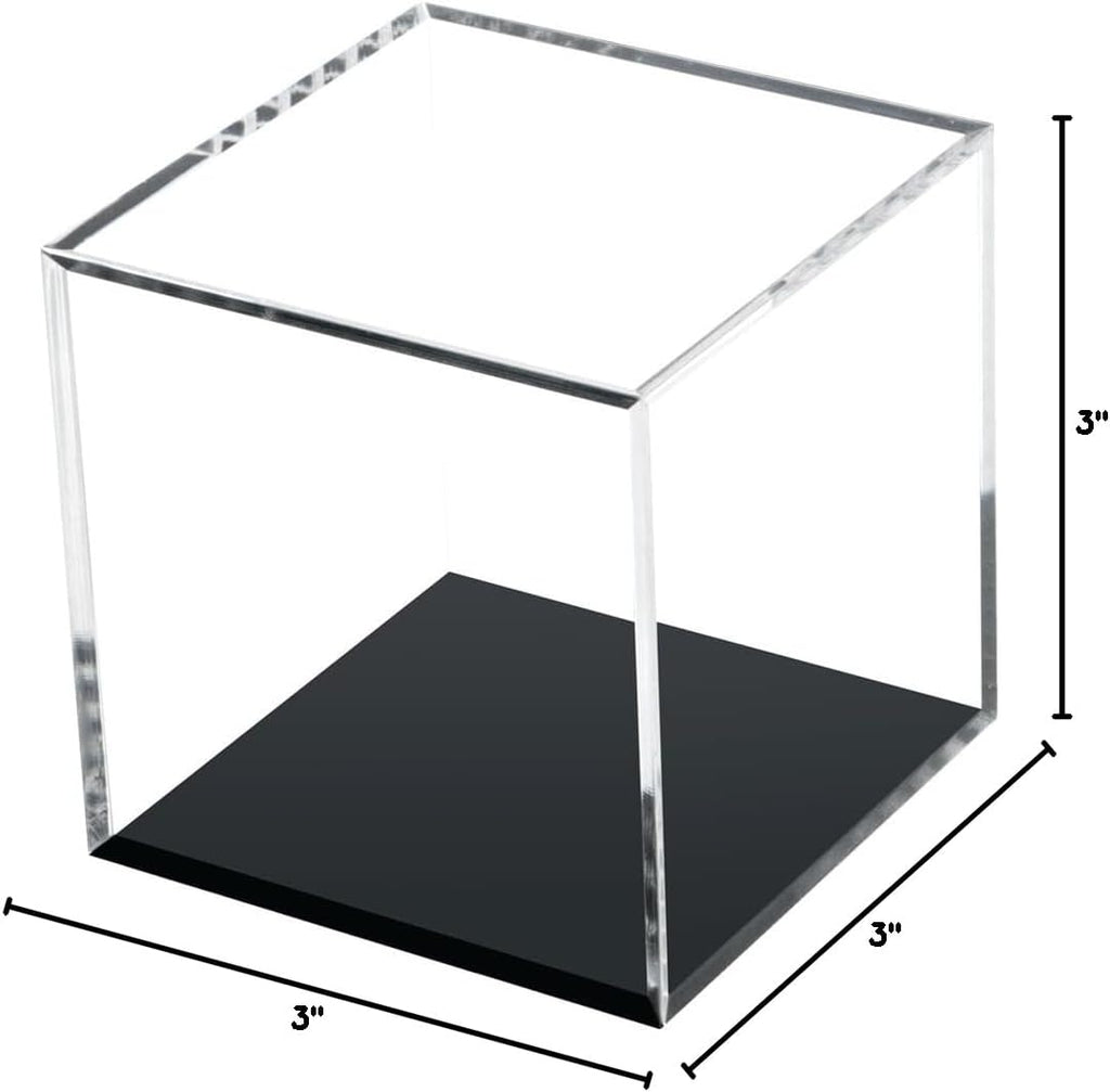 Skiennix Clear Acrylic Display Box - Dustproof Organizer for Collectibles | 3x3 Inch Cube
