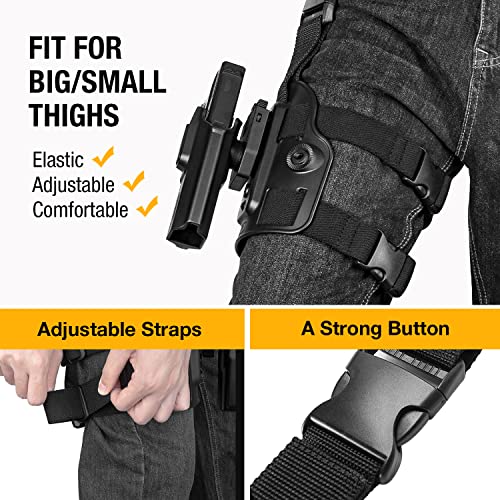 GLOCK Drop Leg Holster with Level II Retention for Glock 17/19/19X/22/23/31/32/45 - Right Hand, Tactical Thigh Platform