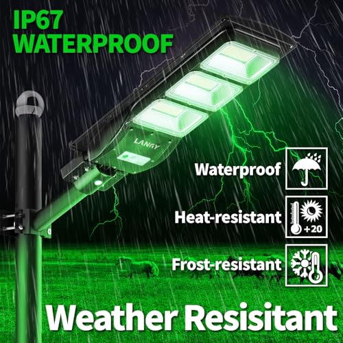 LANGY 20000LM Green Solar Hog Lights 2 Pack with Remote & Mounting Bracket for Night Hunting