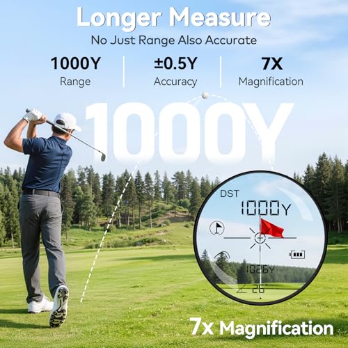 Golf Range Finder with Slope, 1200 Yards, Pin Lock Vibration, Rechargeable Battery - Black & Silver