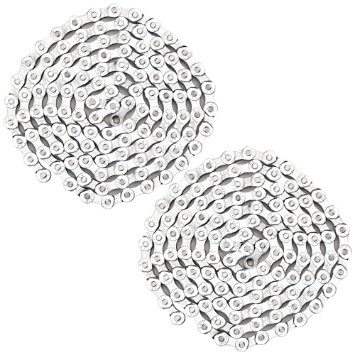 2 Sets 6/7/8 Speed Bike Chain - Silver, 116 Links, Adjustable Length