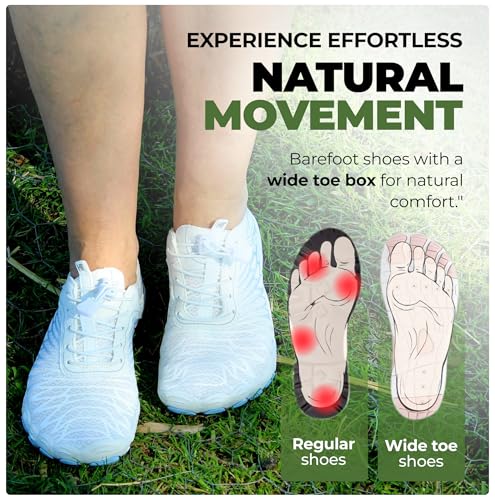 Hike Footwear Lazuli Pro Barefoot Shoes for Men & Women - Wide Toe Trail Running, Grey/Black, 8-8.5 Women / 6-6.5 Men