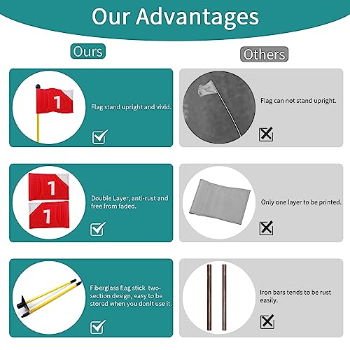 4 Pack Golf Practice Hole Set with Fiberglass Flagstick & Cup - Backyard Putting Green