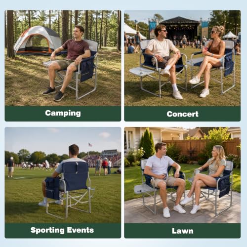 Nabu1-2pc SUNNYFEEL Oversized Camping Director Chair with Side Table & Cup Holder