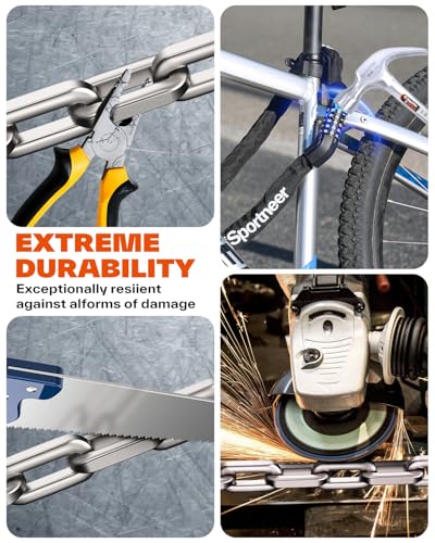 Heavy Duty Bicycle Chain Lock, 5-Digit Resettable Combination, 3.2ft, Anti-Theft Security
