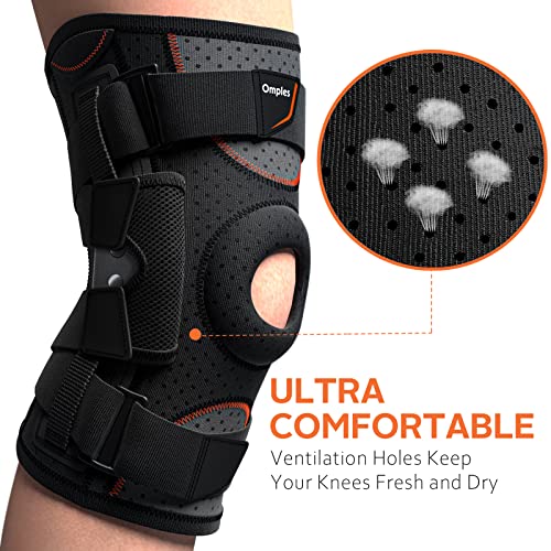 Hinged Knee Brace with Side Stabilizers - Black, Large - Supports & Pain Relief