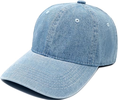 Blue Adjustable Baseball Cap for Men Women Classic Strapback Sun Hat