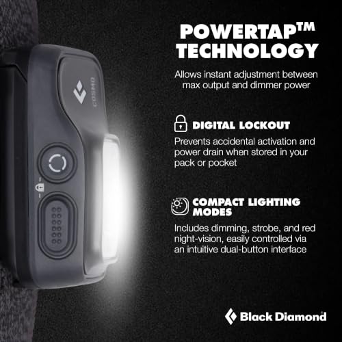 BLACK DIAMOND Cosmo 350 Headlamp - AAA Powered, Dimmable, BD Graphite Variation