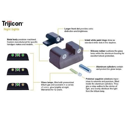 Trijicon GL01Y for Glock 3 Dot Set Yellow Rear