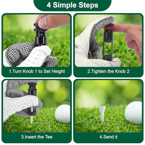 Adjustable Golf Tee Height Setter Tool with Precision Scale - Aluminum