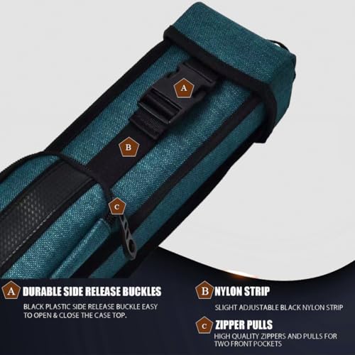 California Pool Cue Champion 3x4 Teal Green Billiard Cue Case Nylon Leatherette