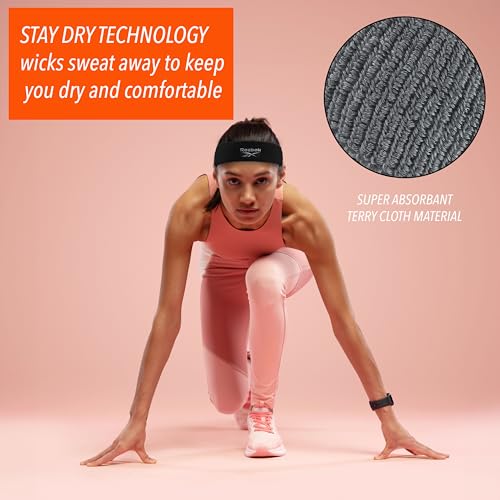Unisex 2.25-Inch Workout Headband Black with Stay Dry Technology