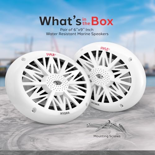 Marine Waterproof 6x9 Inch 2-Way Outdoor Speakers - Stereo Sound System, 260W