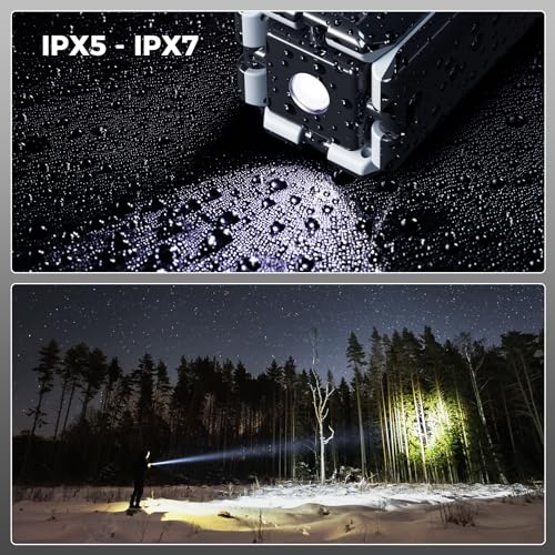 Rechargeable Telescopic Camping Lantern 6000LM Waterproof & Portable Power Supply - Gray, 3.6Ft