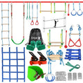 Dripex Ninja Warrior Obstacle Course for Kids Backyard 2x50FT Slackline Kit with 10 Accessories - Outdoor Climbing & Balance Play Set