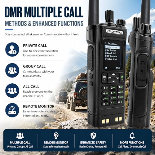 BAOFENG DM32UV DMR Long Range Walkie Talkie - Black, VHF/UHF, GPS & USB-C