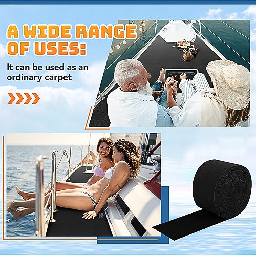 Timgle Boat Trailer Bunk Carpet - 12 in x 118 ft, 6mm Thick Black Marine Carpet