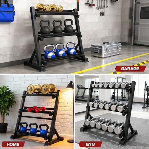 37 Inch 3-Tier Dumbbell Rack Adjustable Weight Storage Organizer for Home Gym