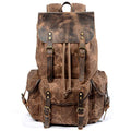 WUDON Leather Backpack for Men - Waxed Canvas Travel & Carry-On Bag, Oversize Coffee Variant