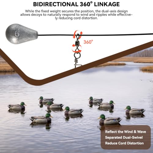 GearOZ 6oz Duck Decoy Weights Anchors Tangle-Free Texas Rig 48 Inch