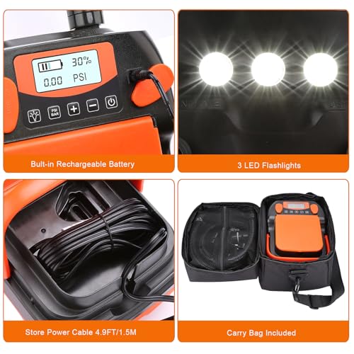 AGPTEK Rechargeable Electric Air Pump 16 PSI SUP Inflator with LCD Display