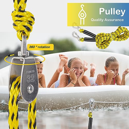 Heavy Duty Boat Tow Harness Yellow Black 17' - Floating Ski Wakeboard Tow Rope