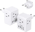 **Skiennix European Travel Plug Adapter - 3 Outlets & 4 USB Ports (2 USB-C) for EU Countries**