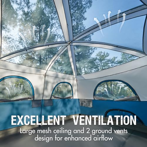 Portal 8-Person Blue Instant Cabin Tent with Rainfly & Large Mesh Windows