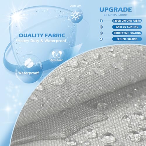 17-19 ft Waterproof Boat Cover for Center Console Boats Gray 1300D PU Trailerable