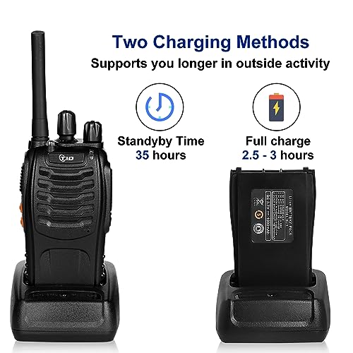 Long Range Walkie Talkies 8 Pack with Earpieces - 5.5 Mile Range, Handheld Two Way Radios