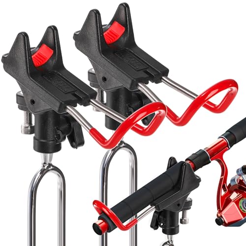 2 Pack Adjustable Fishing Rod Holders with 360° Rotation - Ground, Beach, Bank