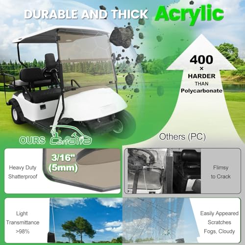 Golf Cart Windshield 3/16 inch Tinted for EZGO TXT 1995-2013 - Impact-Resistant