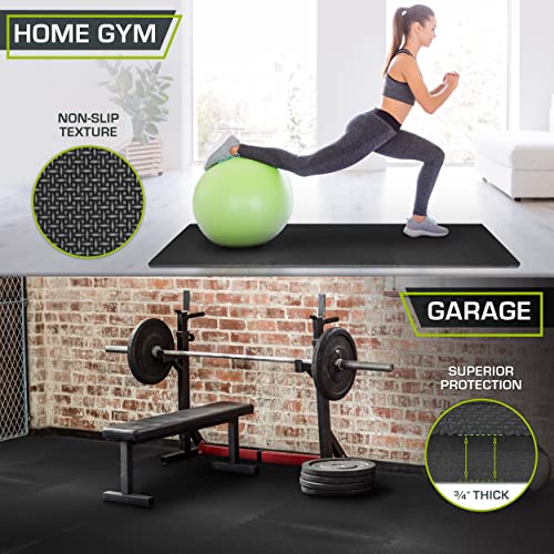 Black Interlocking Exercise Puzzle Mat ¾-Inch Thick - 24 Tiles, 96 SQ FT - Dense EVA Foam Flooring for Gym & Home Protection (Variation of THIS listing)